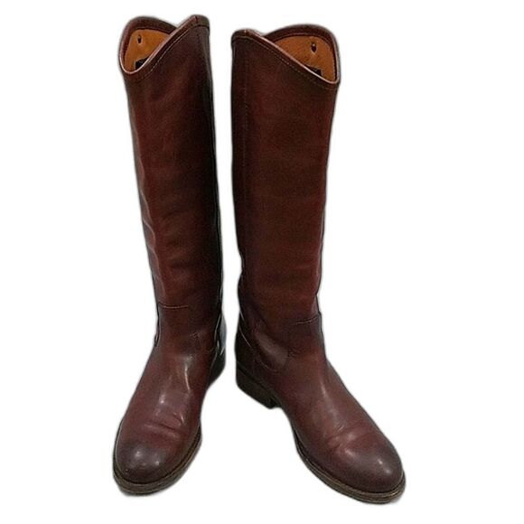 Frye Melissa Button 2 Tall Cognac brown Leather riding boots women's 5.5B